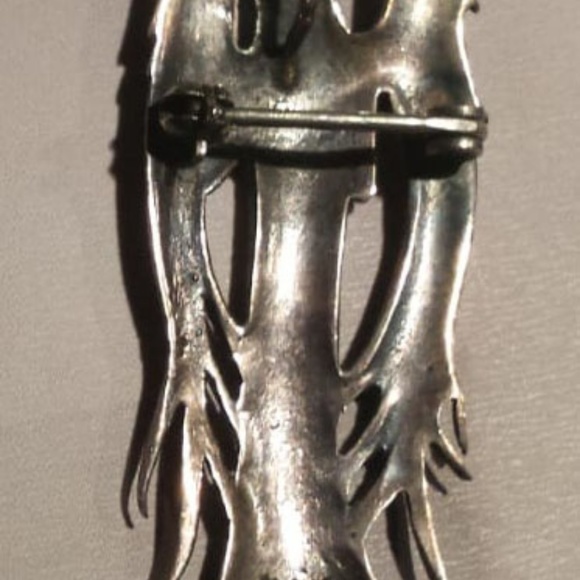 Art Deco Dark Angel Sterling Silver Brooch Pendant - Picture 6 of 6